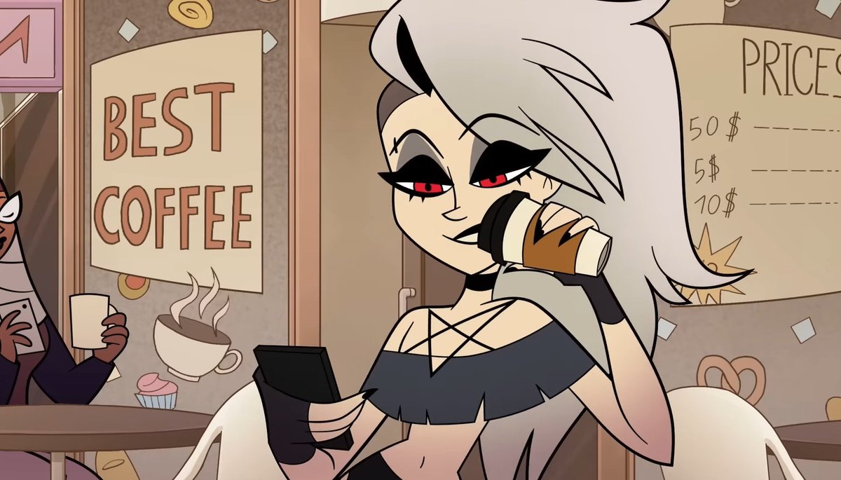 xLoonaHellHound's tweet photo. []She drinking coffee and being on her phone in her human form.[]

[]#ASPERIA[] https://t.co/52ynujiHI1