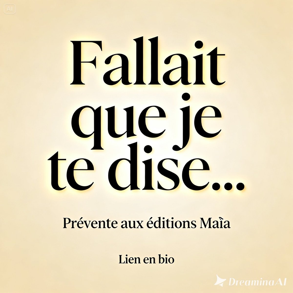 JennyShibaaa's tweet photo. Coucou ! J’ai le bonheur de vous l'annoncer : Mon livre, Fallait que je te dise…, va officiellement prendre vie grâce aux Éditions Maïa ! 📖✨

👉 Curieux de découvrir un extrait ou de réserver votre exemplaire ? C’est ici : https://t.co/BSwaRwnVTi

Merci pour votre soutien ! https://t.co/i5SdgLbOPJ