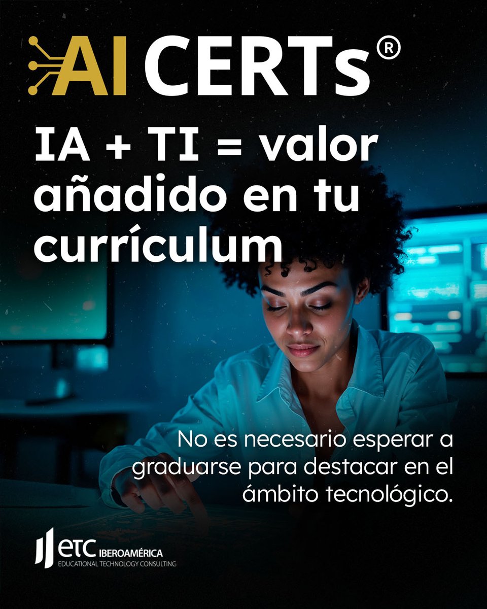 ETC_Mexico's tweet photo. La IA es una realidad y quien empiece ahora se asegurará una ventaja en el futuro utilizando certificaciones en Inteligencia Artificial como un diferencial en su currículum.
CONTÁCTANOS: https://t.co/hcF556Xudb
#TI #InteligenciaArtificial #Certificación #AICERTs #ETCIberoamérica https://t.co/j8HA4pnPWM