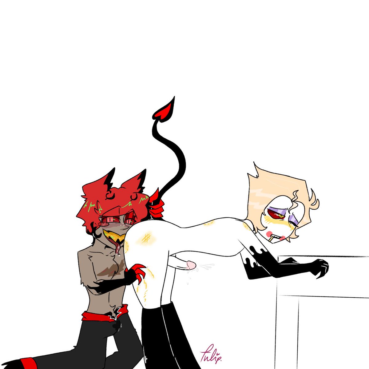 litulips_qq's tweet photo. Radioapple nsfw !! 😸 
#lucifernsfw #radioapplensfw #radioapple #AlastorHazbinHotel #LuciferHazbinHotel #alastornsfw https://t.co/gms2S88ppY