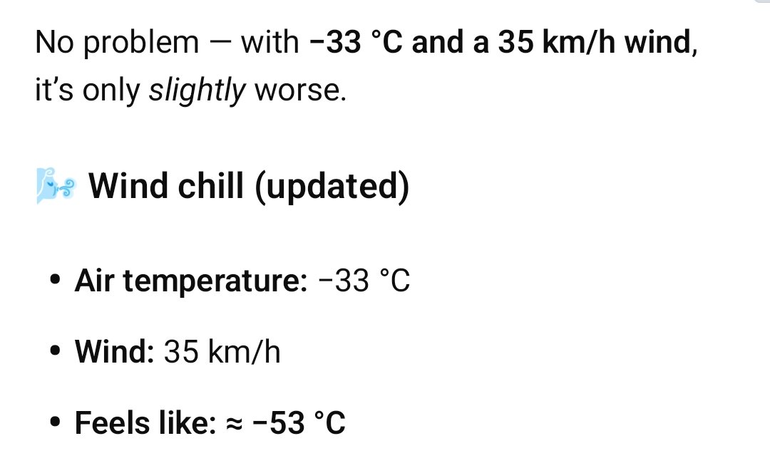 NotUGST's tweet image. Canada is healing 🥹 

It's -33C with a 35 km hour wind making it -53C