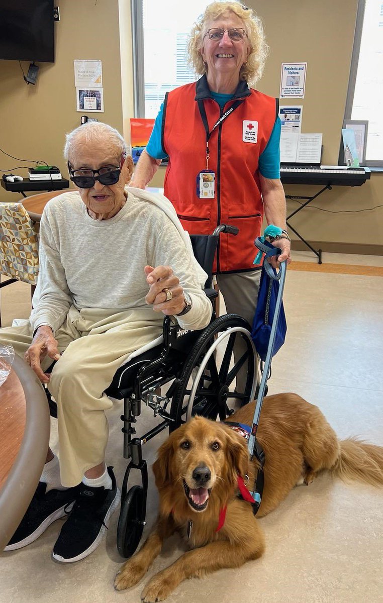 RedCross's tweet image. Simba’s kingdom covers every corner where a wagging tail can brighten a day. This gentle therapy dog serves on our Animal Visitation Team, bringing comfort and connection to veterans alongside his owner and @RedCrossCAR volunteer Roxane Swisher.

Volunteering was a natural fit…