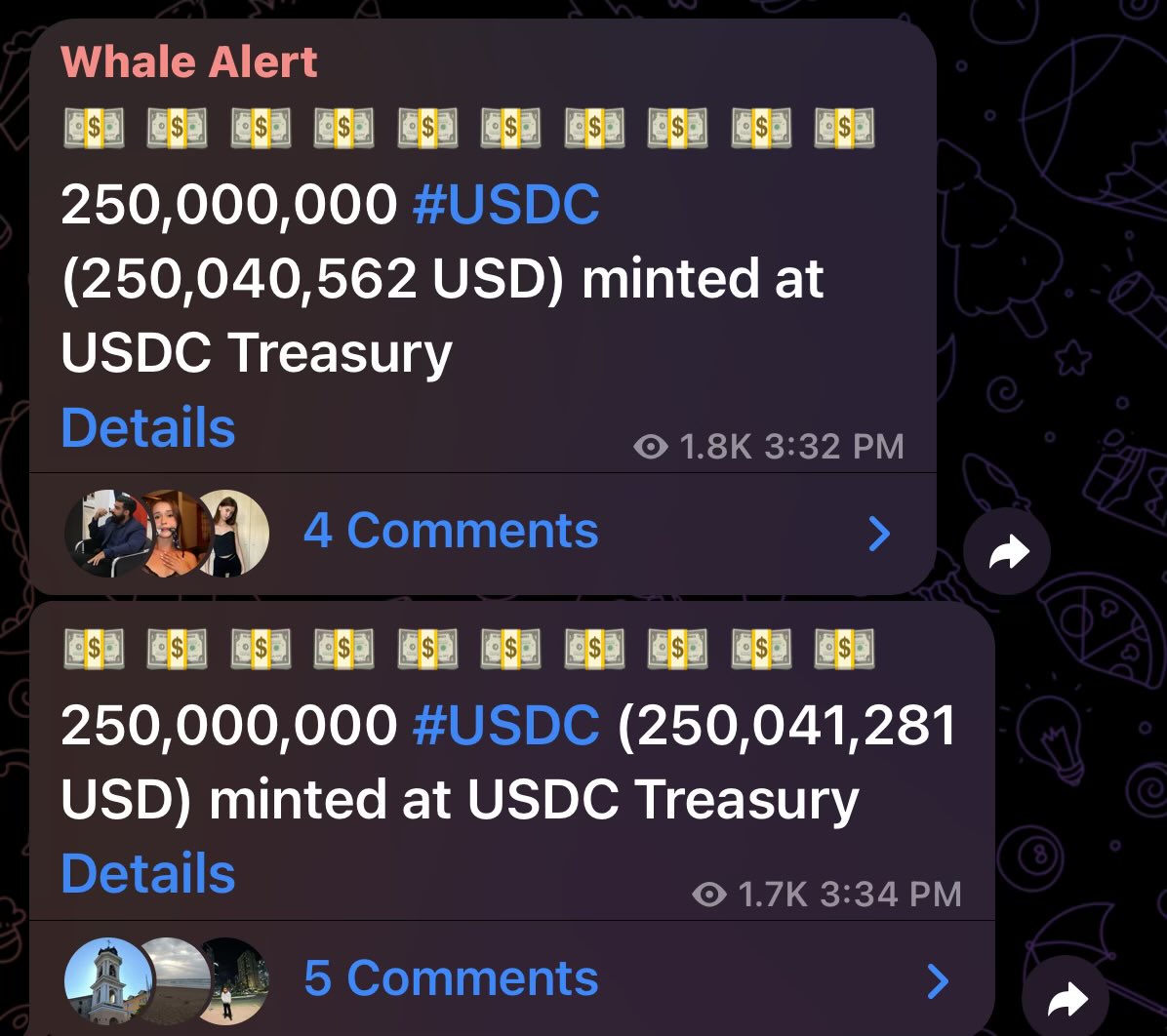 Stable Coin Mint: Another $500m $USDC issued on @solana by the Treasury.