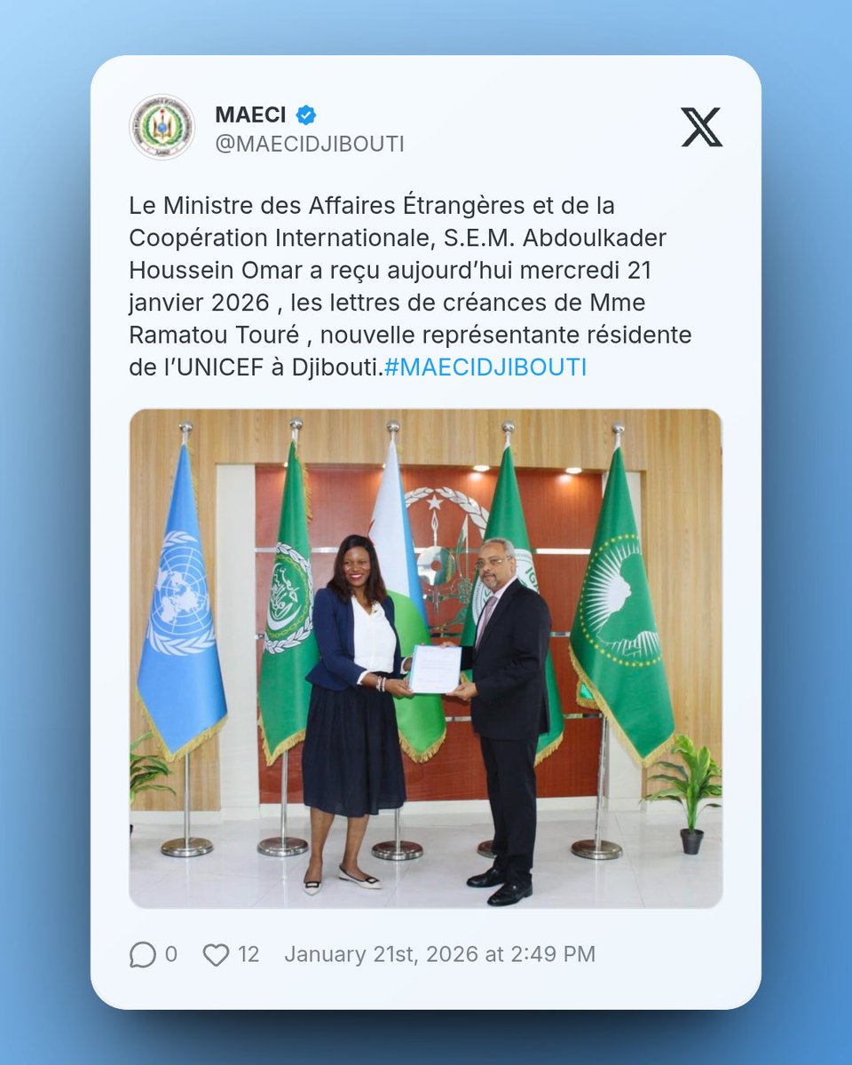 Mme Ramatou Touré, nouvelle représentante résidente de l’<a href="/UNICEFDjibouti/">UNICEF Djibouti</a> - #Djibouti