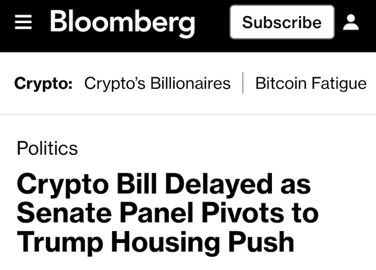 NEW: CRYPTO BILL LIKELY DELAYED UNTIL LATE FEBRUARY OR MARCH AS SENATE PANEL PIVOTS TO TRUMP HOUSING PUSH - BLOOMBERG SOURCES

SOURCE: bloomberg.com/news/articles/…