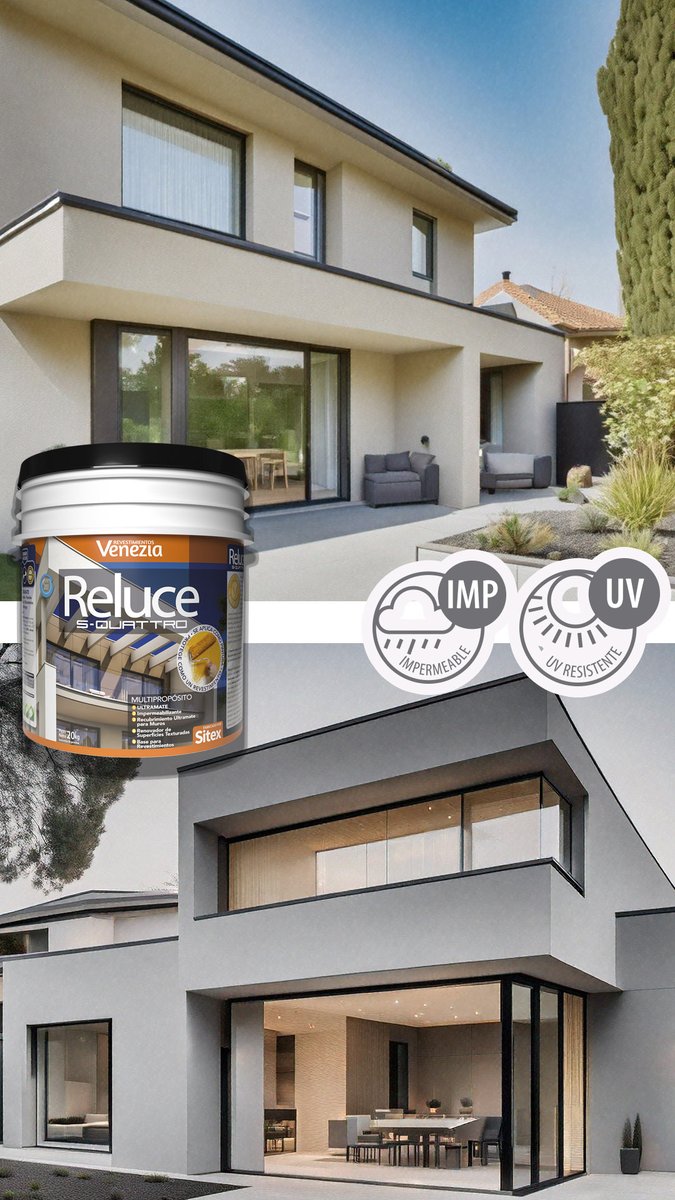 Reluce S-Quattro  es un renovador de textura pensado para exteriores e interiores que combina acabado mate, impermeabilidad y una potencia de color que se nota.

Una solución simple y efectiva para darle nueva vida a los muros, sumando protección y una estética actual.