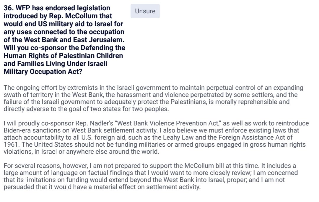 TheEggpie's tweet image. Wow Layla was right these are fucking unhinged. Literally almost every single answer is 'yes I will fight for any and all progressive causes as hard as I can' then you get to the Palestine section. Progressives Except Palestine are alive and well 2 and a half years into genocide.