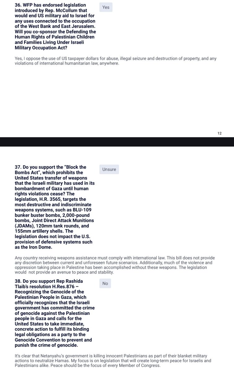 TheEggpie's tweet image. Wow Layla was right these are fucking unhinged. Literally almost every single answer is 'yes I will fight for any and all progressive causes as hard as I can' then you get to the Palestine section. Progressives Except Palestine are alive and well 2 and a half years into genocide.