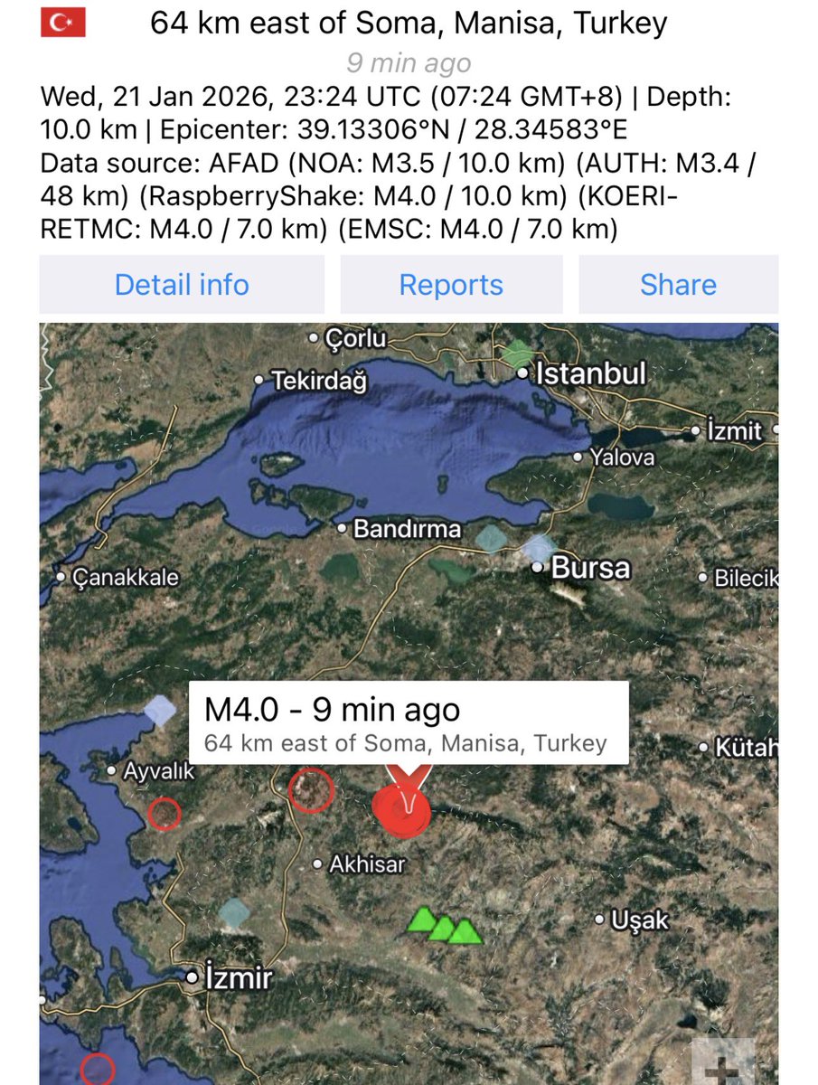 AstroFluxLab's tweet photo. 4.0 Turkey. A continuing cluster of moderate aftershocks indicates ongoing stress adjustment along the fault. https://t.co/W2xxHAzRNo
