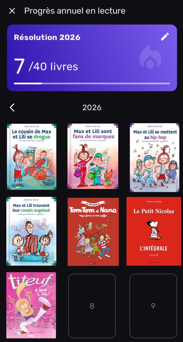 Minietanto's tweet photo. J'y suis. Nous sommes à peine le 22 janvier 2026 et j'ai déjà lu 7 des 40 livres que j'avais prévu de lire cette année. 

Et vous, combien de livres avez-vous lu pour l'instant ? J'ai compris que chaque mot que je lis renforce mon esprit, le rend plus affûté. A ce rythme, dès l'année prochaine, j'aurais lu des milliers de livres et je deviendrais l'une des personnes les plus productives et les plus intelligentes de France.

Et si l'un de vous tentait de m'arriver à la cheville ? Chiche ? 

Si la connaissance est une arme, je deviendrais un boulet de canon.