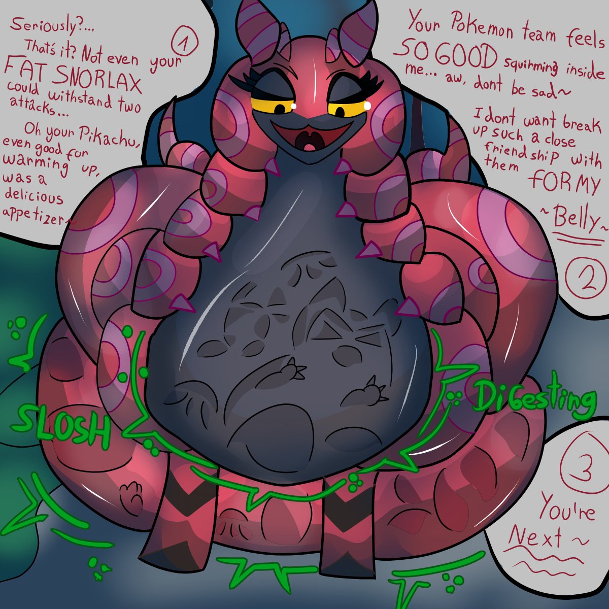 Zlogi55's tweet photo. It seems that even with all your equipment, you couldn't defeat a Scolipede that was above your team's level...what a shame.

Not only will that become your biggest mistake...but also your last~

#vore #scolipede https://t.co/StcJUDOj9S