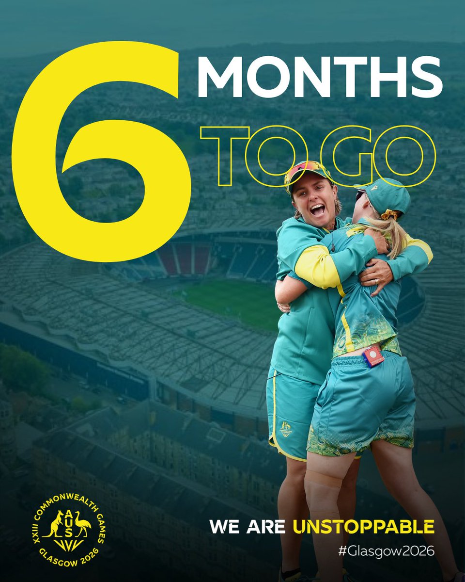 CommGamesAUS's tweet image. 💚💛 Six months to go and building fast for #Glasgow2026! 

#WeAreUnstoppable | #CommGamesAUS | @Glasgow_2026