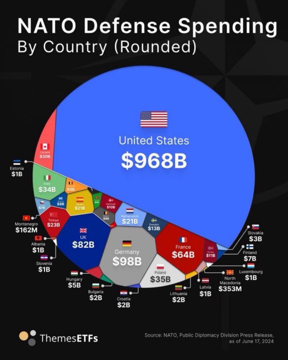 <a href="/TRobinsonNewEra/">Tommy Robinson 🇬🇧</a> Hmmm ➡️United States spends spends 💲968 billion on NATO vs Finland who spends💲7 billion on NATO