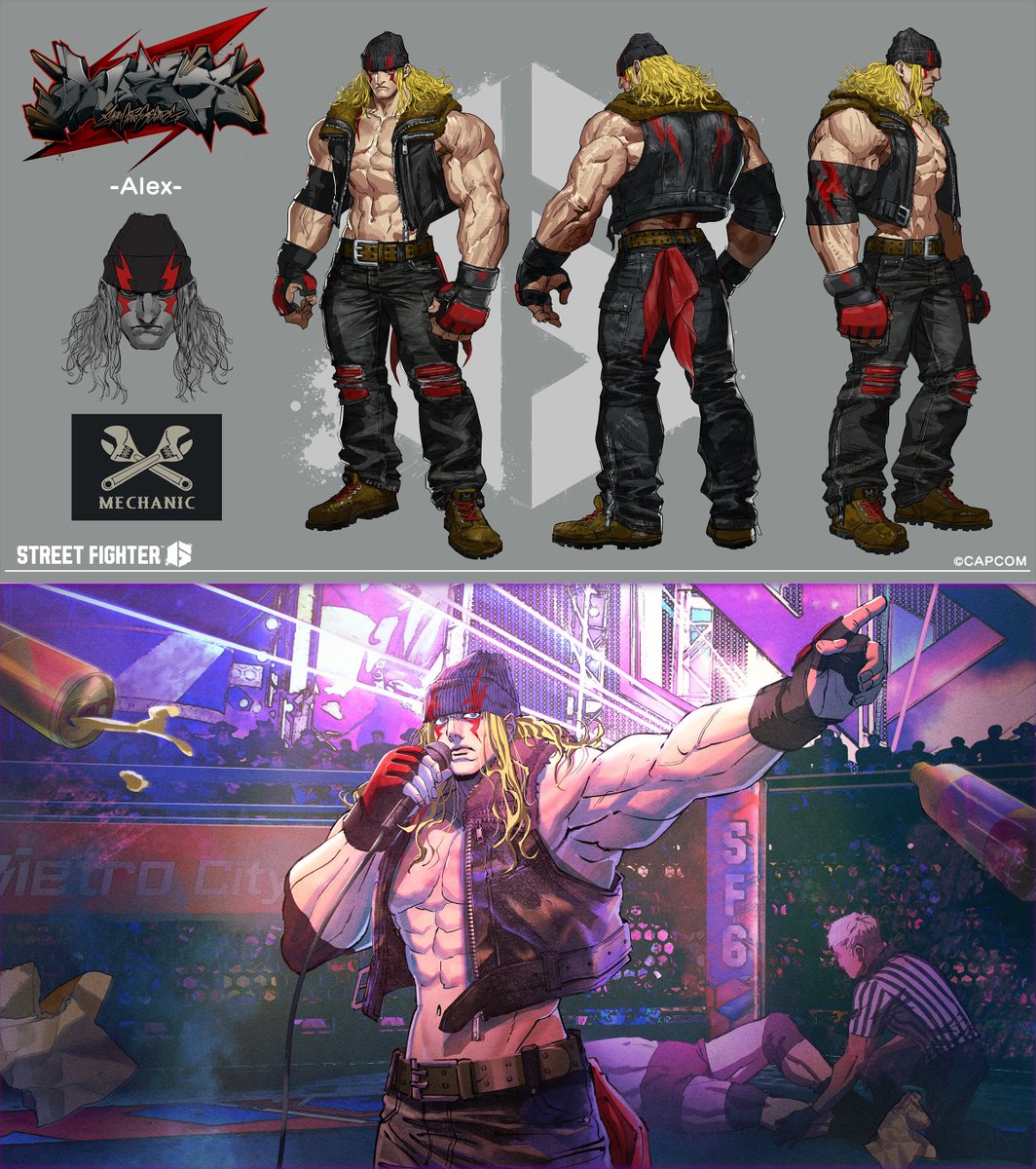 FGC_Daily's tweet image. 🎨STREET FIGHTER 6 - ALEX CHARACTER DESIGN &amp;amp; ARCADE ILLUSTRATION!