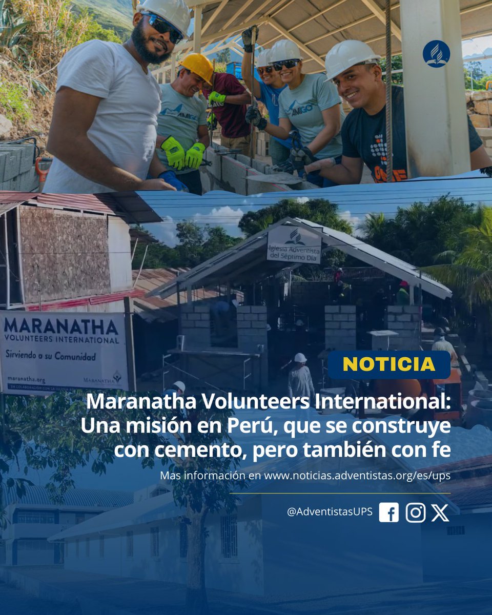 🔴#Noticia | 💬 Este proyecto ha edificado 235 templos, 10 escuelas y 2 pozos de agua para contribuir al evangelismo y la educación en las comunidades.🙏🏽✨

📌Lee aquí: noticias.adventistas.org/es/maranatha-v…

#AdventistasUPS #MaranathaVolunteersInternational