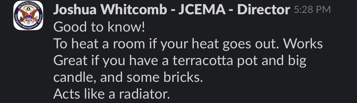 Good tip from Jackson County EMA director Joshua Whitcomb. If your power goes out this is one way to get some heat! #alwx <a href="/simpsonWVTM13/">Jason Simpson</a> <a href="/spann/">James Spann</a>