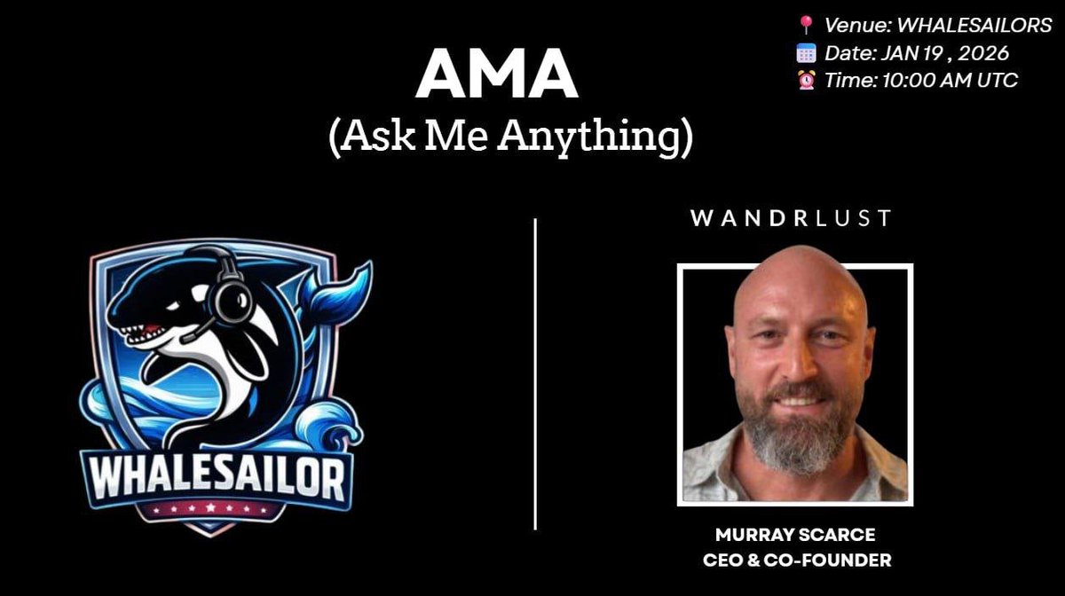 Last week I joined the Whale Sailors community for an AMA to talk about WandrLust, and why we’re building it.

We covered:
• Agentic Web3: AI that guides real-world behaviour, not attention
• AFK (Away From Keyboard): a presence economy that rewards being outside
• Exploration