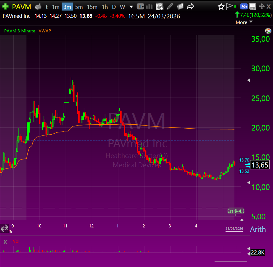 Hoje o foco no grupo dolar.trade foi nas ações $PAVM e $NAMM.

Os últimos dias as ações small caps estiveram a fazer grandes movimentos e hoje não foi excepção. Antes da abertura da sessão normal, várias ações estavam na lista e durante o dia outras ações também