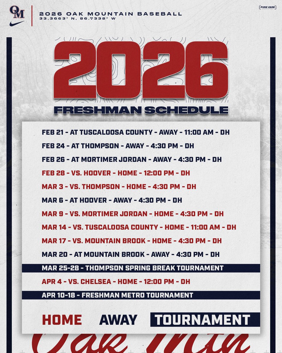 OMHS_Baseball's tweet photo. 2026 Schedule Drop! Huge year ahead for the Eagles. Let’s pack the Mountain! ⚾️🦅 #GOOM #FEBU https://t.co/dUSGywpUud