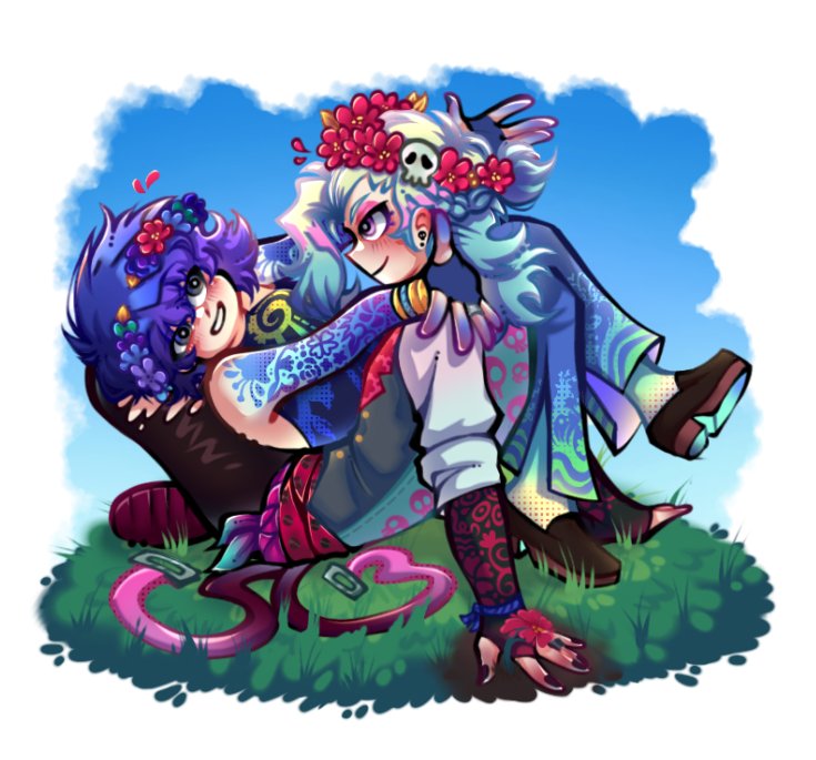 I reposted it because of a spelling mistake, but it's the same thing. Licra and Choker as Persephone and Hades, inspired by Hadestown
( ദ്ദി ˙ᗜ˙ )

Choker's creator <a href="/Zero_One110/">Zero</a> 
[#paswgoc ]