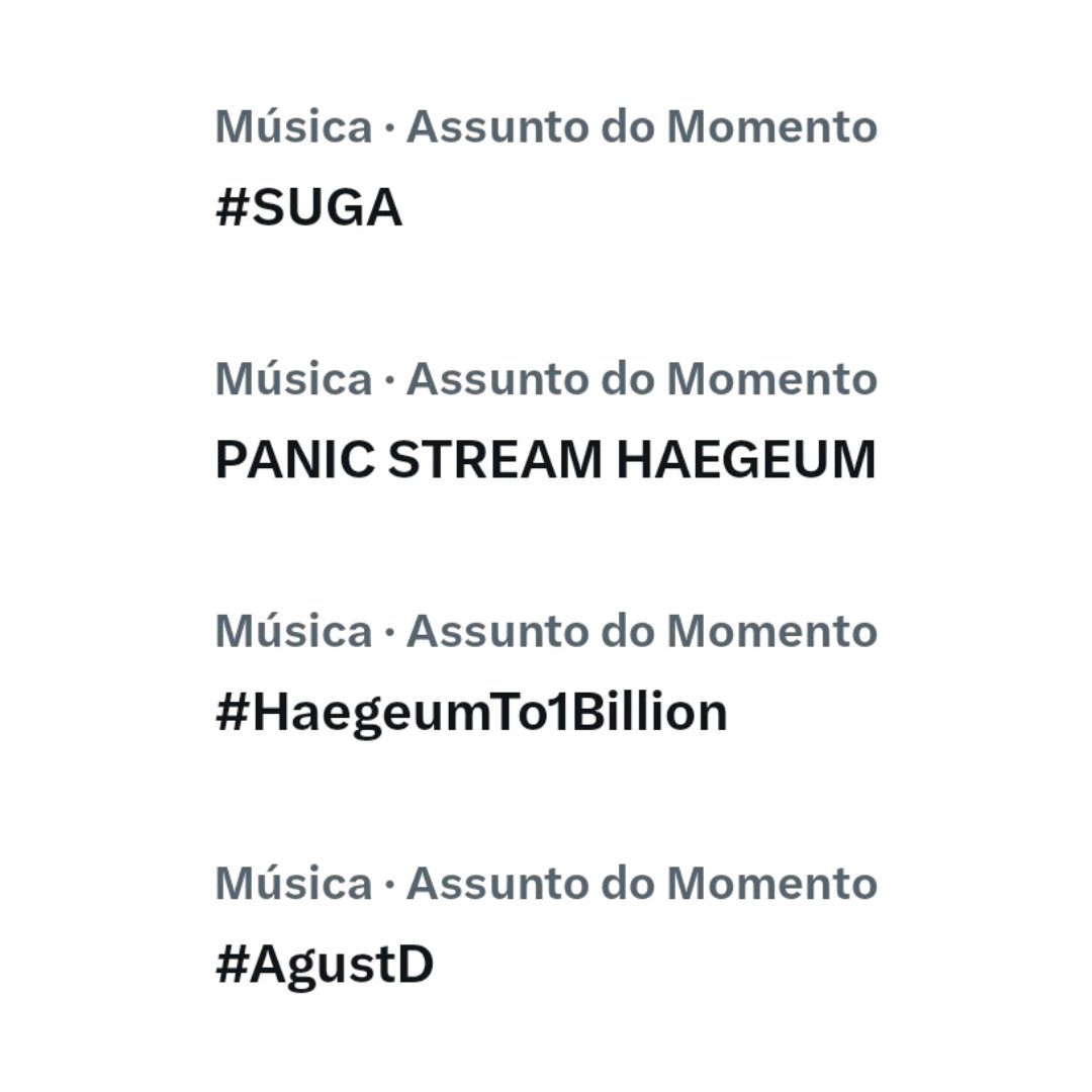 mygteambr's tweet image. 210126 ⊹ Gigante! Yoongi está dominando os Trending Topics!

Venham com a gente, além de engajar as tags, trazer esse 1B para Haegeum!

On na Station 🔗 share.stationhead.com/ob8bkc23mybc
Playlist 🔗 open.spotify.com/playlist/2SqOZ…

PANIC STREAM HAEGEUM
#HaegeumTo1Billion
#SUGA #AgustD #슈가
