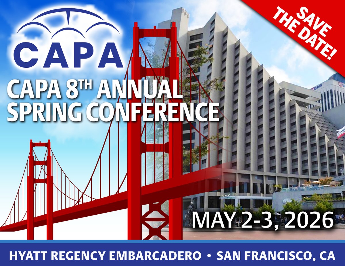 📢 SAVE THE DATE! 📷   Mark your calendars for the CAPA 8th Annual Spring Conference 📷 Hyatt Regency San Francisco Embarcadero – San Francisco, CA   More details and registration opening soon 📷 📷ow.ly/n1hA50XHyJj#CA…