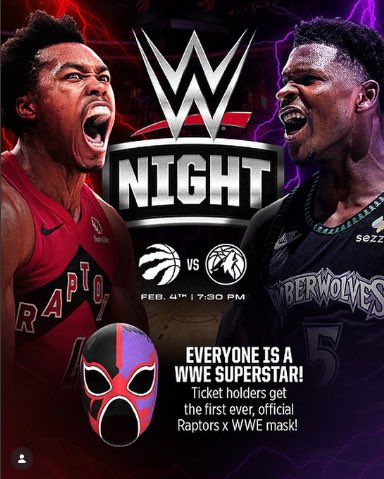 PdotChan's tweet image. Oh baby! See you there lol @Timberwolves @Raptors @WWE @ScotiabankArena