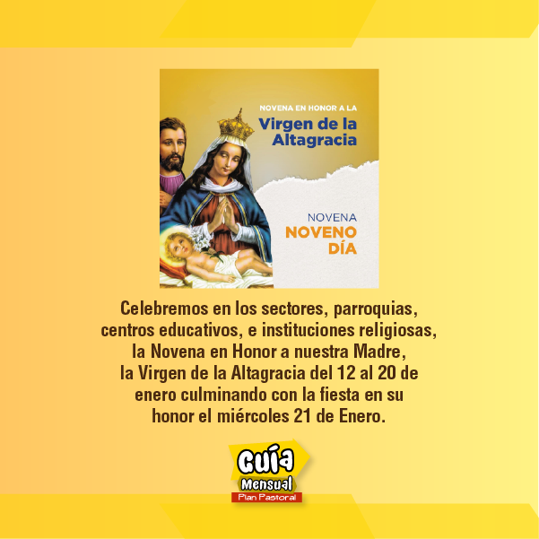 MultitudesSD's tweet image. Acción significativa:
-En la familia:
Encuentro familiar para recordar la fecha de bautismo como nacimiento a la vida de la Gracia.

-En el sector:
Celebración de la Novena a la Virgen de la Altagracia con la Virgen peregrina.
#VirgendelaAltagracia #DiadelaJuventud.