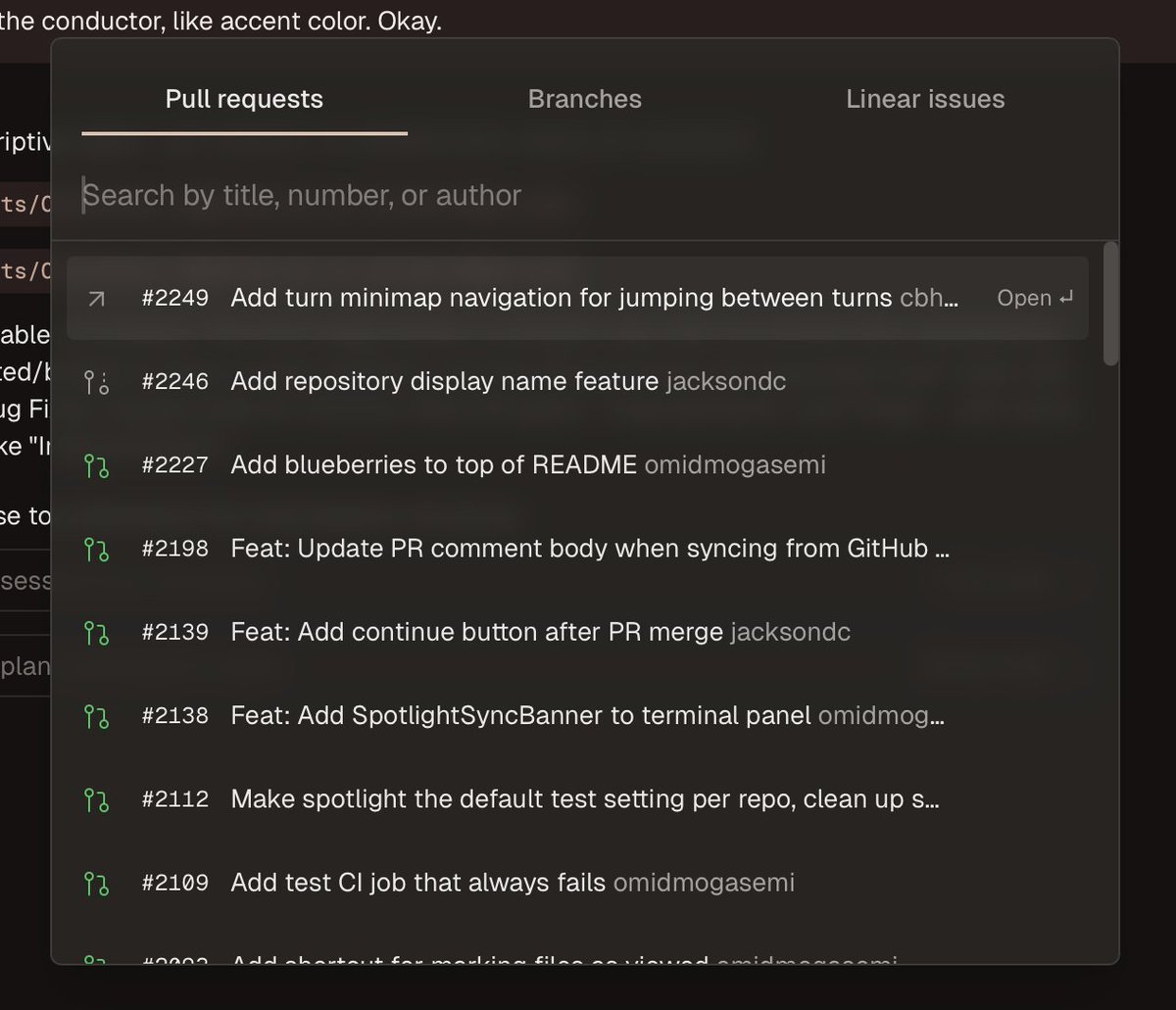 Workspace from PR picker