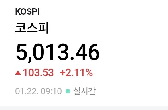 코스피 5천 돌파 축하합니다 🎉
