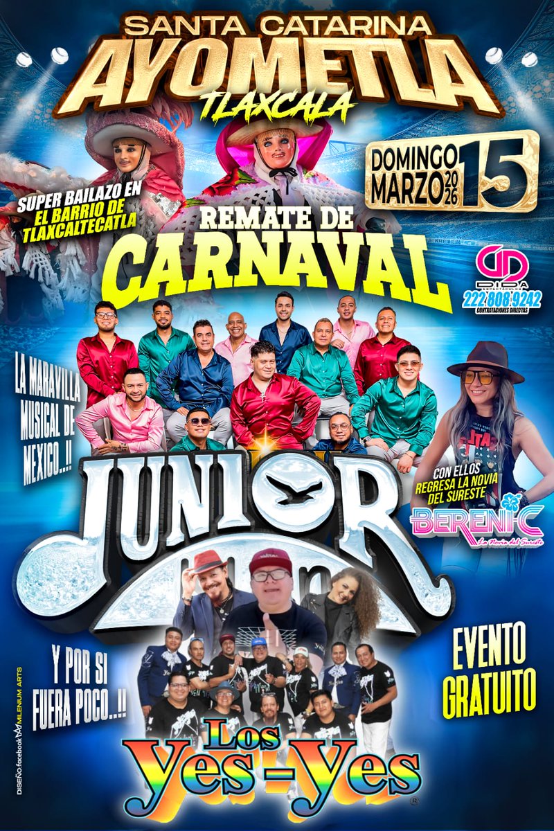 Ayometla tlaxcala 15 de marzo, totalmente gratis bailamos la cumbia tiktokera y el éxito del momento una historia mal contada. 

 #soundmexevolution #CumbiaFest #lacumbiatiktokera #LANEGRITA #Bermudas #yesyes #LOSYESYES #YesYes #claudia #bermudas #anny