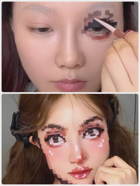 thisislux's tweet image. pixel art makeup