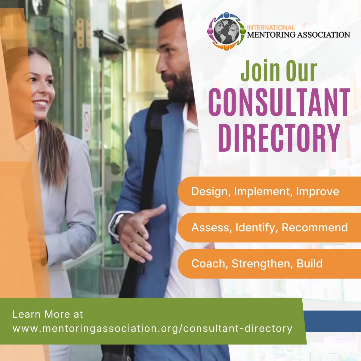 The IMA Directories is a curated resource for mentoring professionals who consult on program design, strategy, evaluation, and systems-building. If mentoring is central to your consulting work, the directory offers a meaningful way to be recognized.  mentoringassociation.org/consultant-dir…