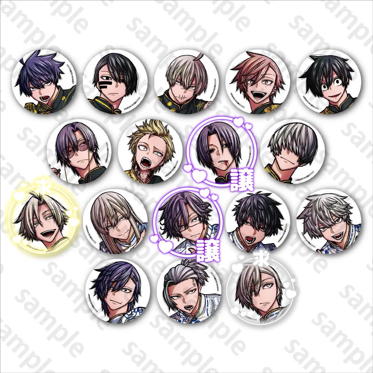 交換】 桃源暗鬼 コミケ缶バッジ C107 譲￤桃華 印南 求￤桃宮 桃井戸