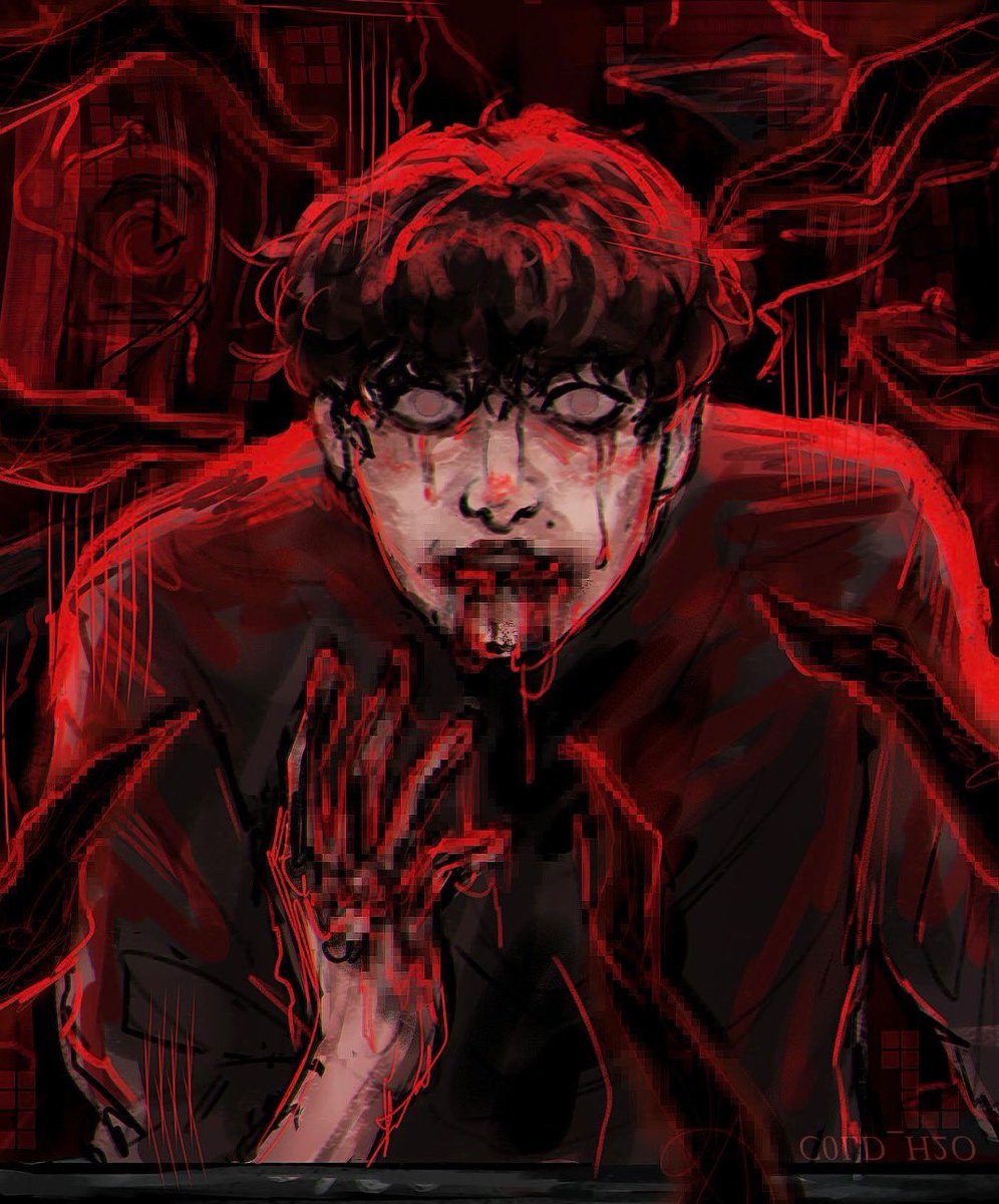 zombieby3rs's tweet image. my strange obsession of drawing will byers suffering in red