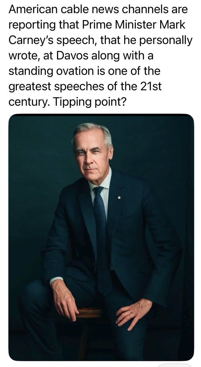 Is this the new Leader of the Free World? Did Trump crash and burn? Only time will tell, but at #Davos2026 #Carney clearly won this round.