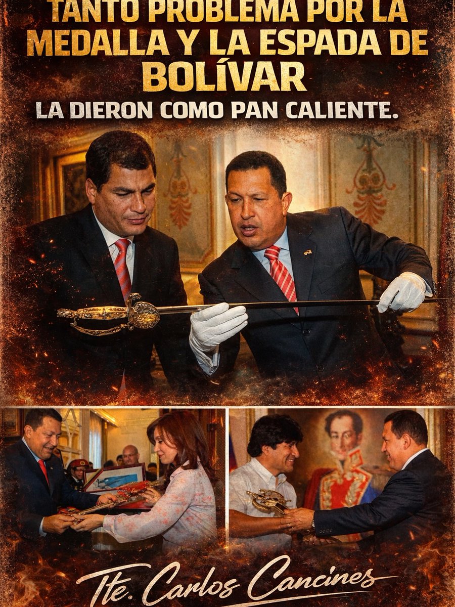 Tanto teatro, tanto discurso y tanta “defensa de la patria”
La espada y la medalla de Bolívar fueron repartidas como souvenirs entre aliados políticos, mientras el país se hundía y el pueblo pagaba el precio. No era honor, era propaganda. No era respeto a la historia, era burla.