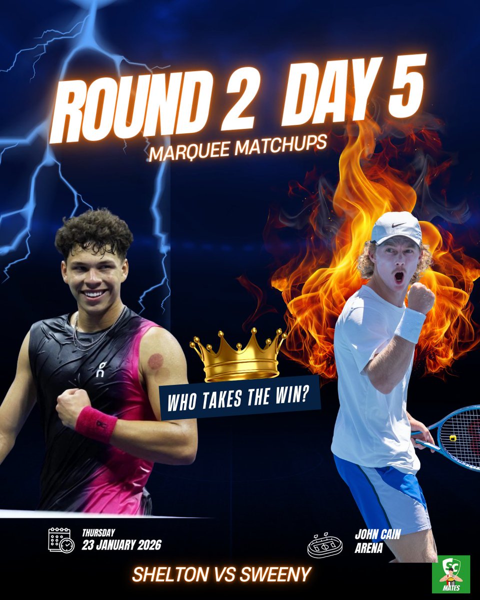 SCMates's tweet image. The hype match of today will definitely be the Kokkinakis/Kyrgios show in the doubles, however there are a few others that should peak your interest throughout day 5 of the #AusOpen 

1. Kokkinakis/Kyrgios vs Kubler/Polmans
2. Shelton vs Sweeny
3. Musetti vs Sonego