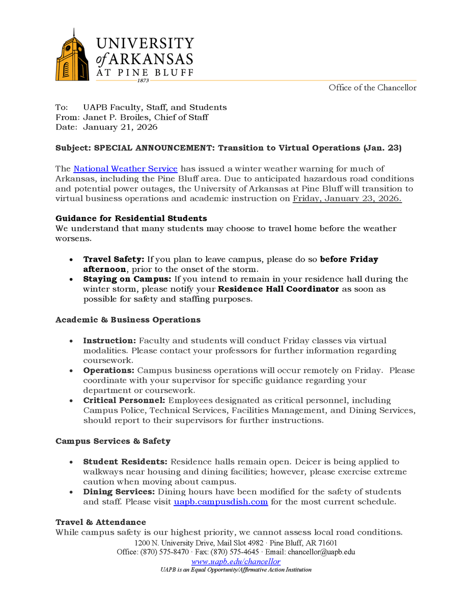 UAPB Official tweet media