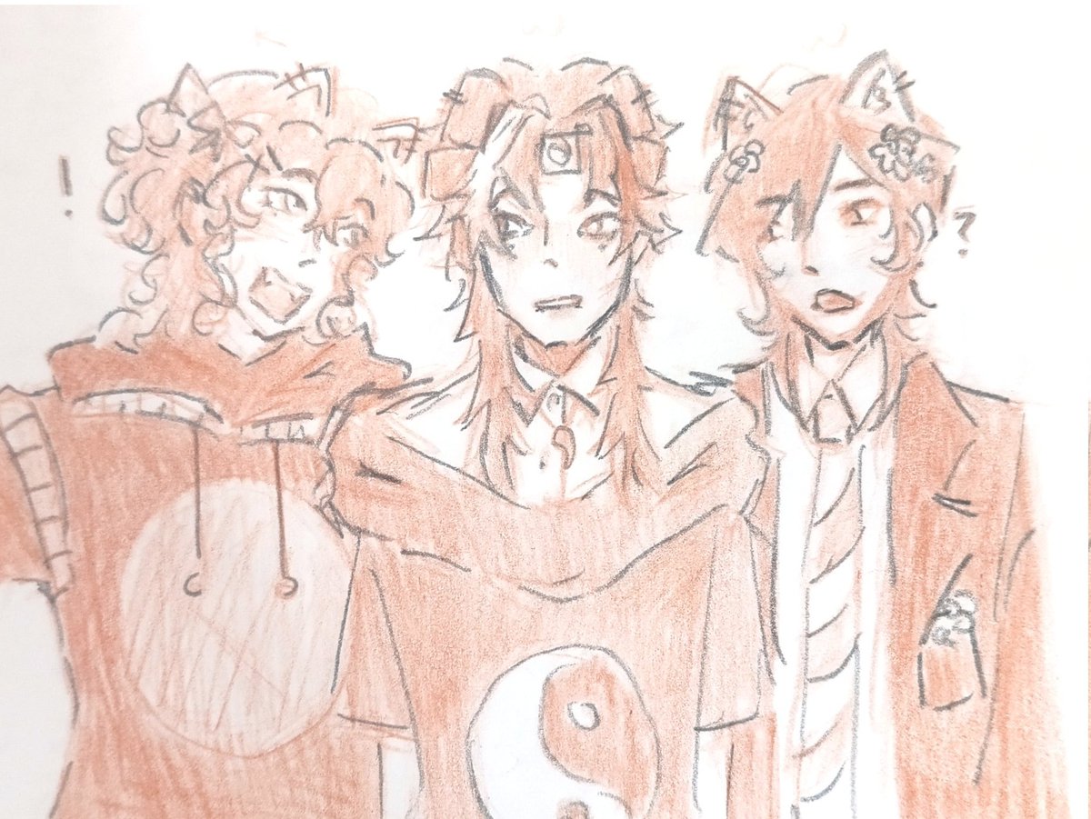 invrmss's tweet image. debunk trio  wip  on paper bc i will not finish this on time