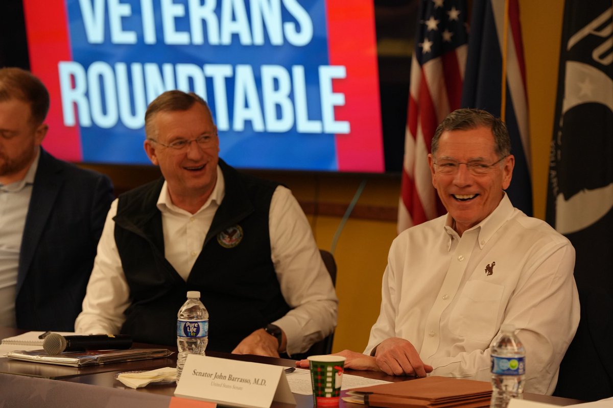 SecVetAffairs's tweet photo. Joined @SenJohnBarrasso today for a town hall with Wyoming Veterans to hear directly from them about the challenges they’re facing. No filters, just an honest conversation about how we can make @deptvetaffairs work better for Veterans. https://t.co/ts8mvHL9UG