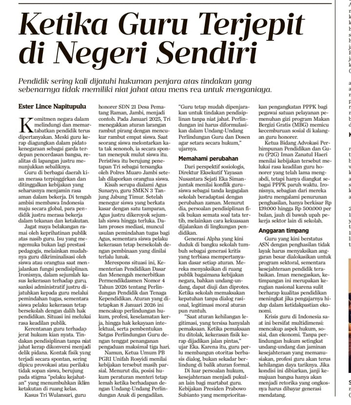 Pernyataan saya di Kompas pagi ini, 22 Januari 2026. 
Tetap kita suarakan