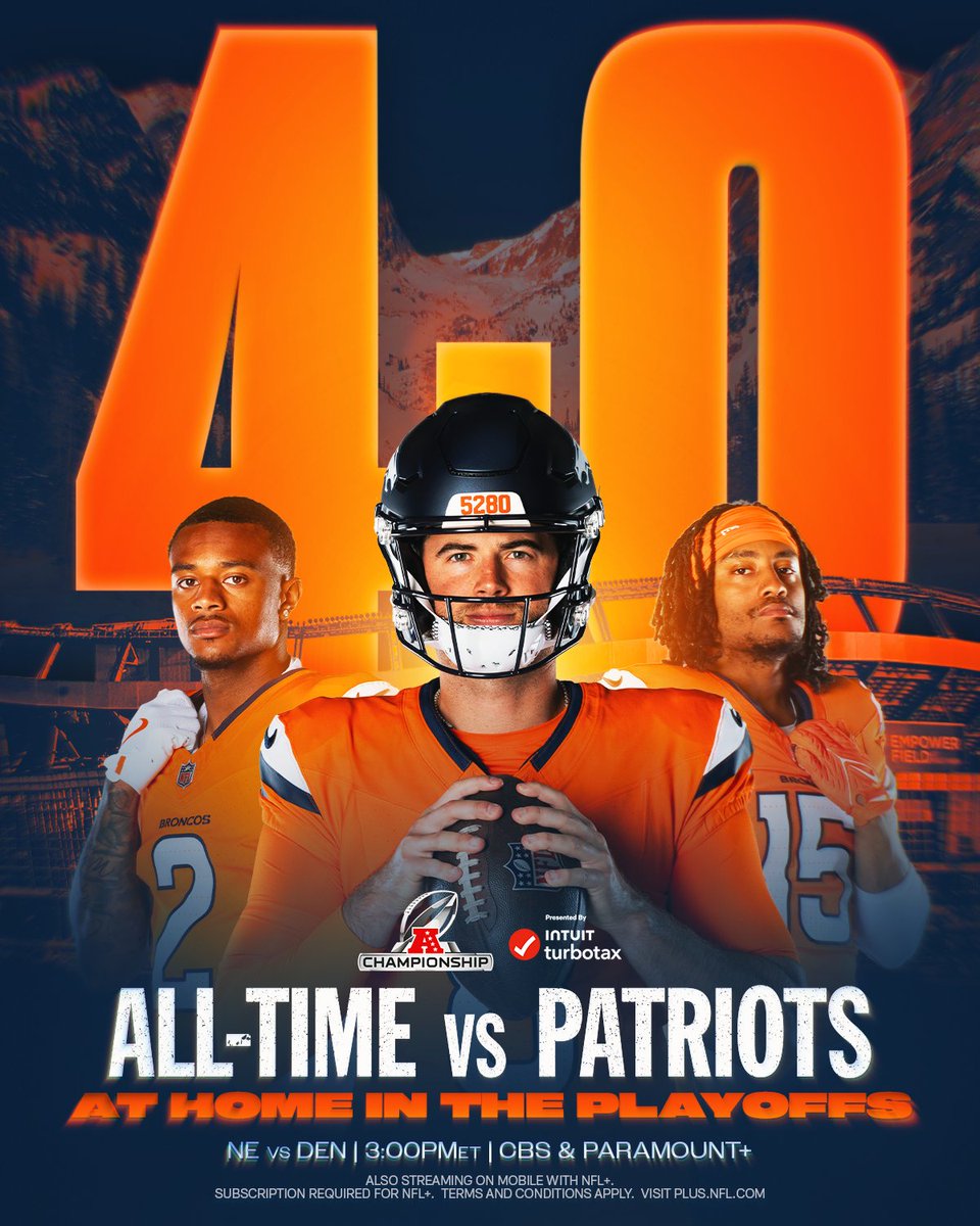 That @Broncos home field advantage has been the real deal 🗣️
NEvsDEN– Sunday 3pm ET on CBS/Paramount+
Stream on @NFLPlus
