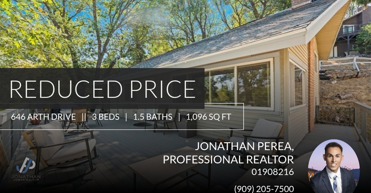 Jonperea's tweet photo. 📍 Reduced Price 📍 This recently reduced home at 646 Arth Drive in Crestline won't last long, so, don't wait to set up a showing! Reach out here or at (909) 205-7500 for more information!

#soldbyjonathan🏡 #topproducer #luxuryr... https://t.co/h07GWWwORh https://t.co/hhWw9ABmRW