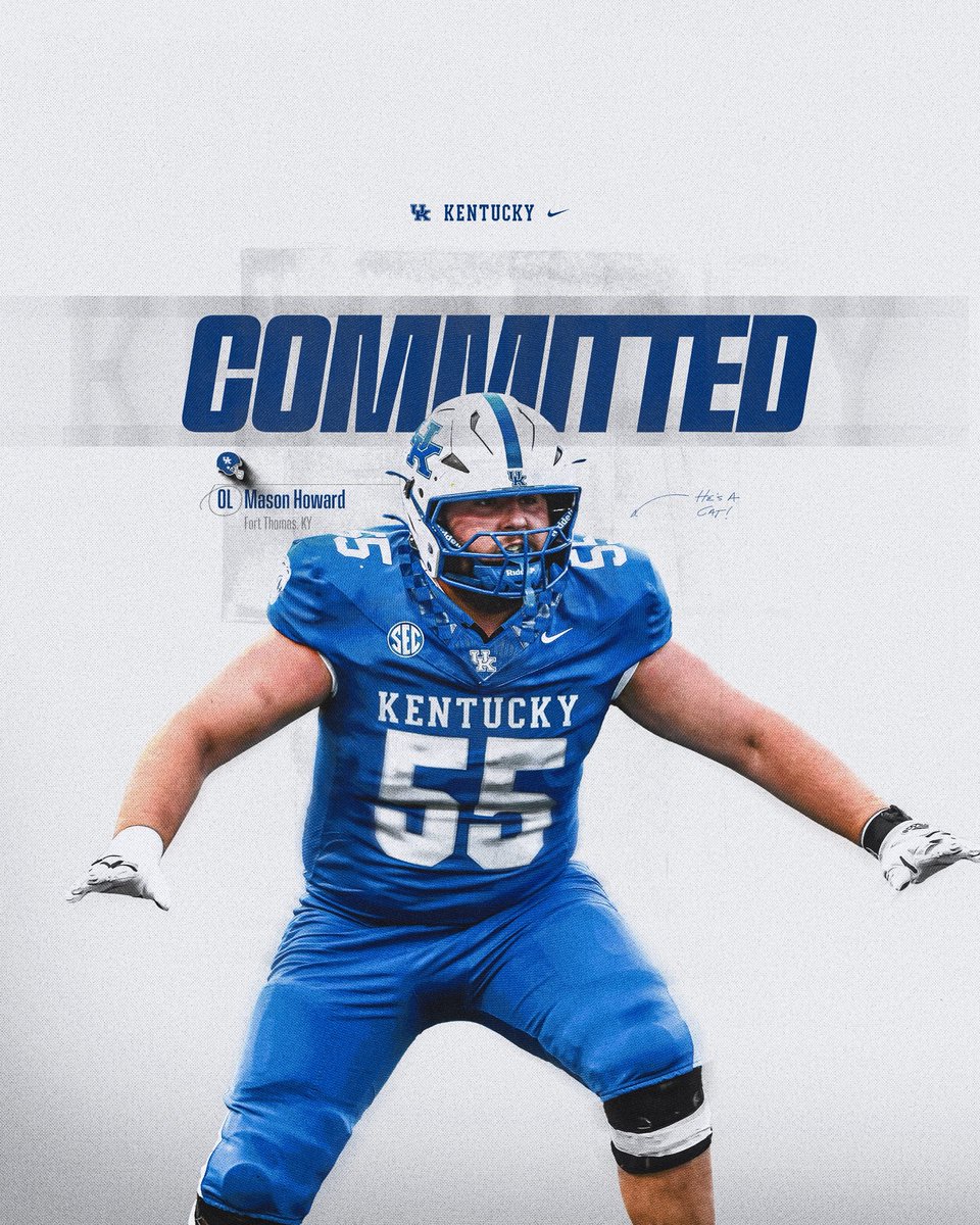 I am blessed to announce that I will be continuing my academic and athletic career <a href="/UKFootball/">Kentucky Football</a>!! Huge thanks to everyone who supported me along the way-your belief in me means everything.#BBN 
<a href="/HighlandsFB/">Highlands Football</a> <a href="/HSphire/">Coach Hayden Sphire</a> <a href="/CutterLeftwich/">Cutter Leftwich</a> <a href="/CoachPerry_UK/">Mark Perry</a> <a href="/CoachDWarehime/">Derek Warehime</a> <a href="/pete_nochta13/">Pete Nochta</a>