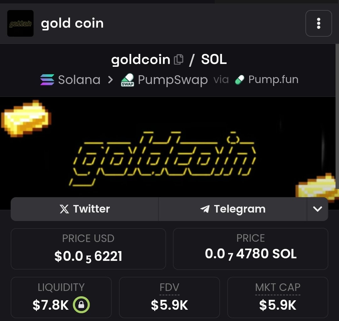 Now it dumped to 5,9k mc... like i said yesterday... Stay away from such  just launched hyped coins 💫 #CryptoMarket #100xgem #SolanaMemeCoins #gold