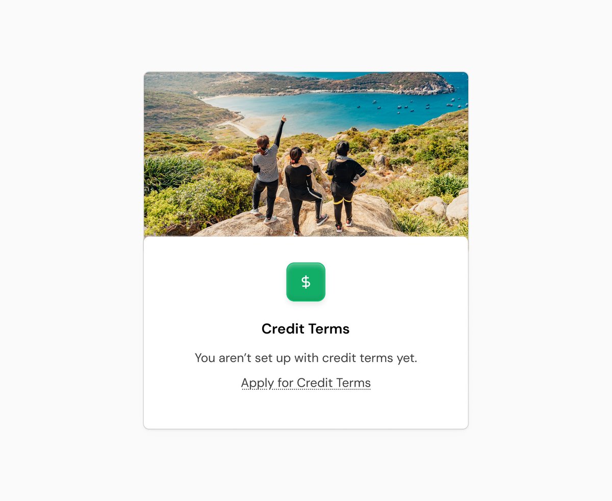 ecommerce account card for credit terms