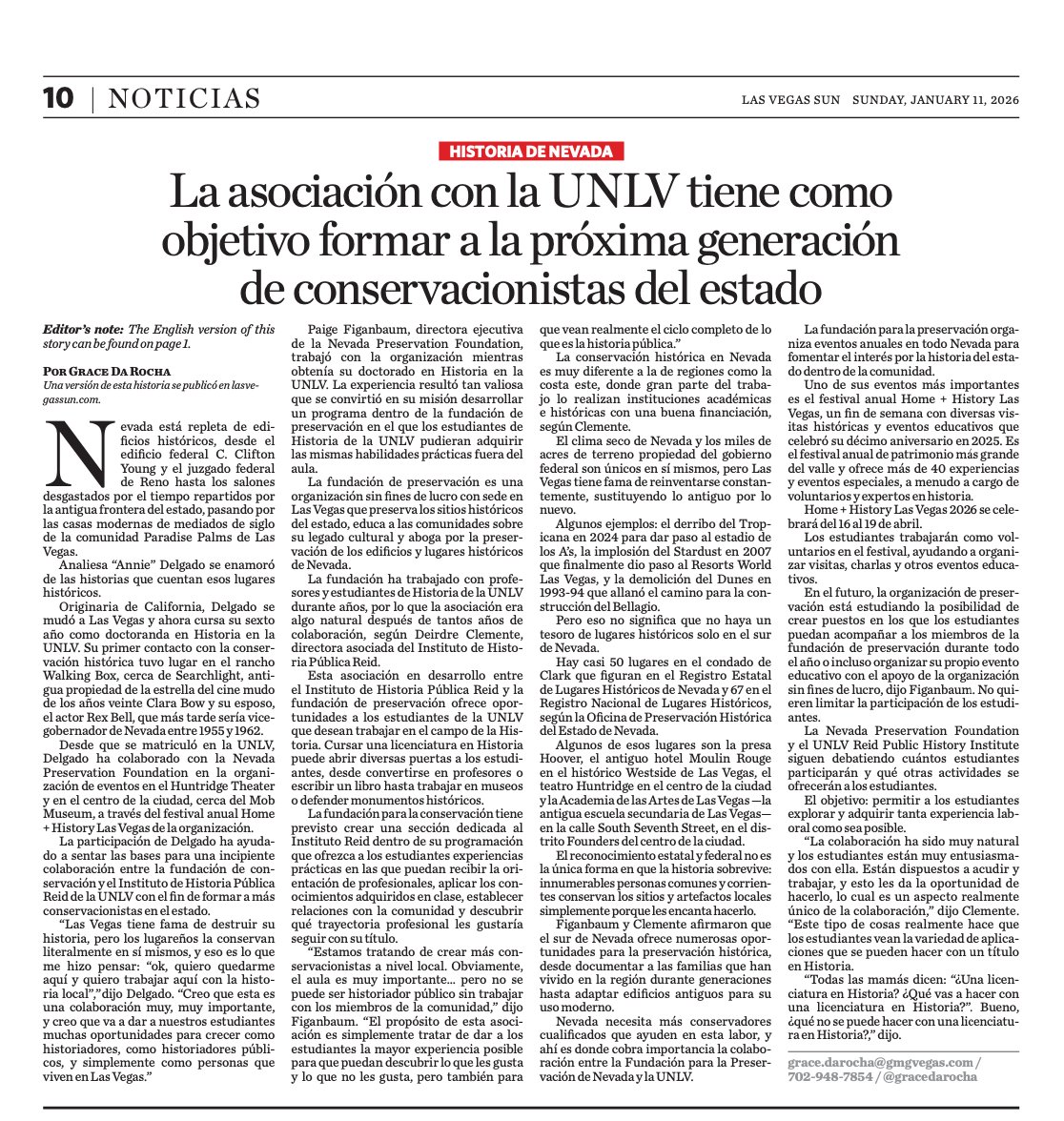 We love seeing our clients in the spotlight! Nevada Preservation Foundation was recently featured in the Las Vegas Sun highlighting their role in preserving Nevada’s history and their partnership with UNLV to help cultivate the next generation of preservationists.