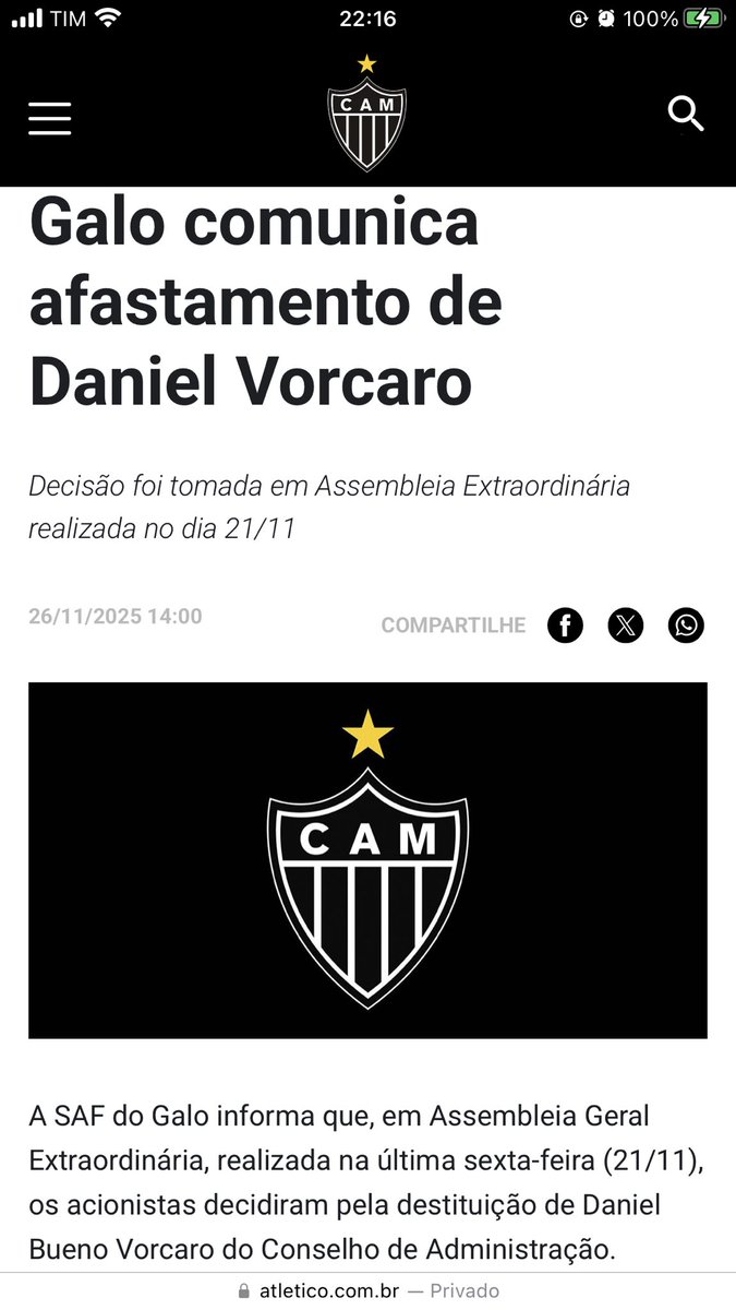 Atlético tá com isso aqui na cabeça né?  A gente sabe que isso aqui pode virar uma bomba!