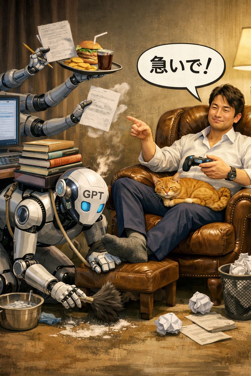 neixiangjueding's tweet photo. 自分はチャッピーをこんな酷使してたんだ…

家でくつろぐ男とAIロボット https://t.co/gljBTMywvB https://t.co/I1Fu1BL0hp
